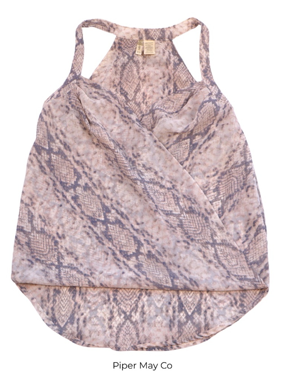 Japna Snake Print Halter Top XS Flowy High Low Boho Chic